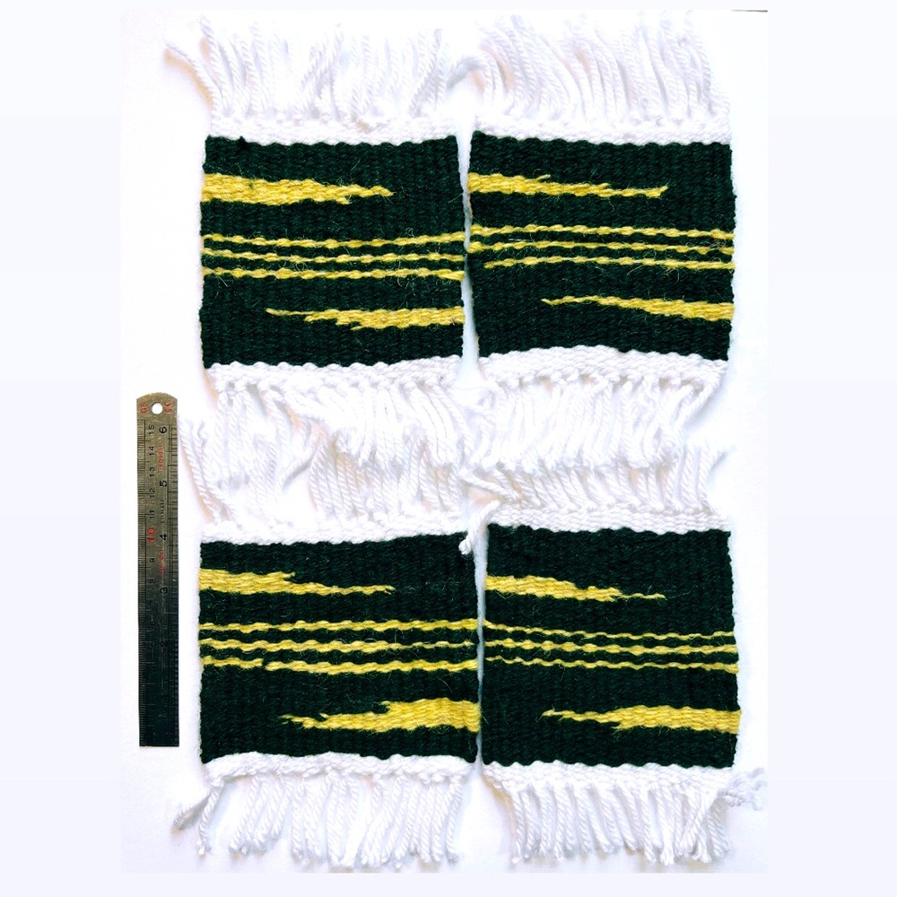 Carpet coasters, handwoven, set of 4